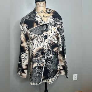 Richard Malcolm‎ wool floral print button up jacket size medium artsy office
